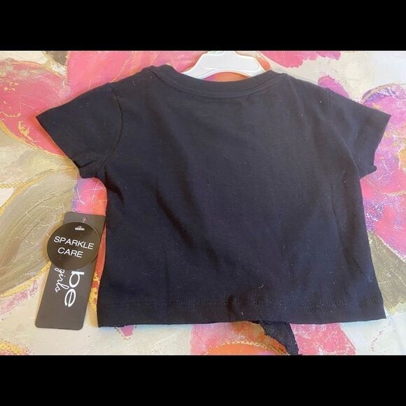 🛍Toddler BeBe Girls Rhinestone Black Logo knot -Front Top- - Picture 2 of 13